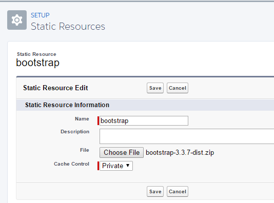 Static Resource bootstrap