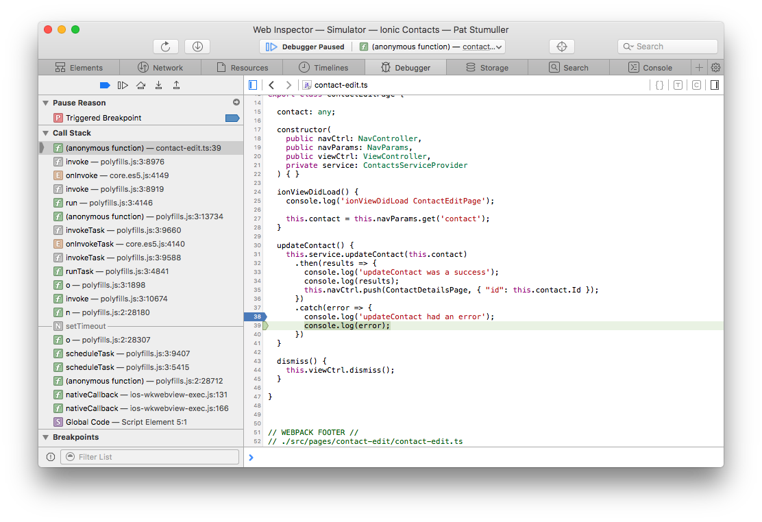Salesforce Mobile SDK and Ionic – Debugging iOS